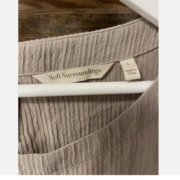 Soft Surroundings Oceo Gauze Crinkle Tunic Button Detail Blouse Women’s Size L - Picture 3 of 7